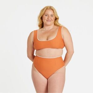 Hammies NWTs sixties style rust orange bikini top large retro Rick rack trim 60s